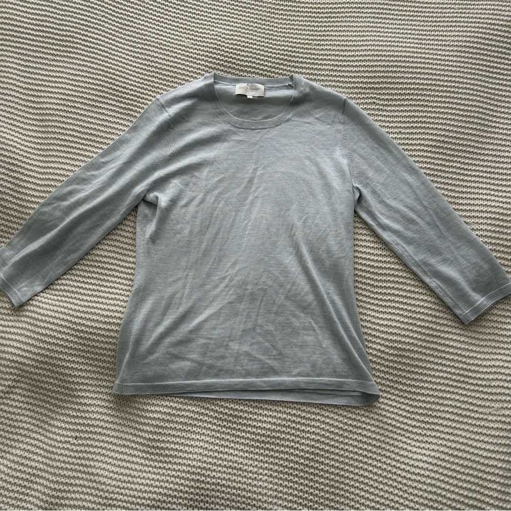 Eric Bompard Medium Baby Blue  Cashmere & Silk 3/4 Long Sleeve Top